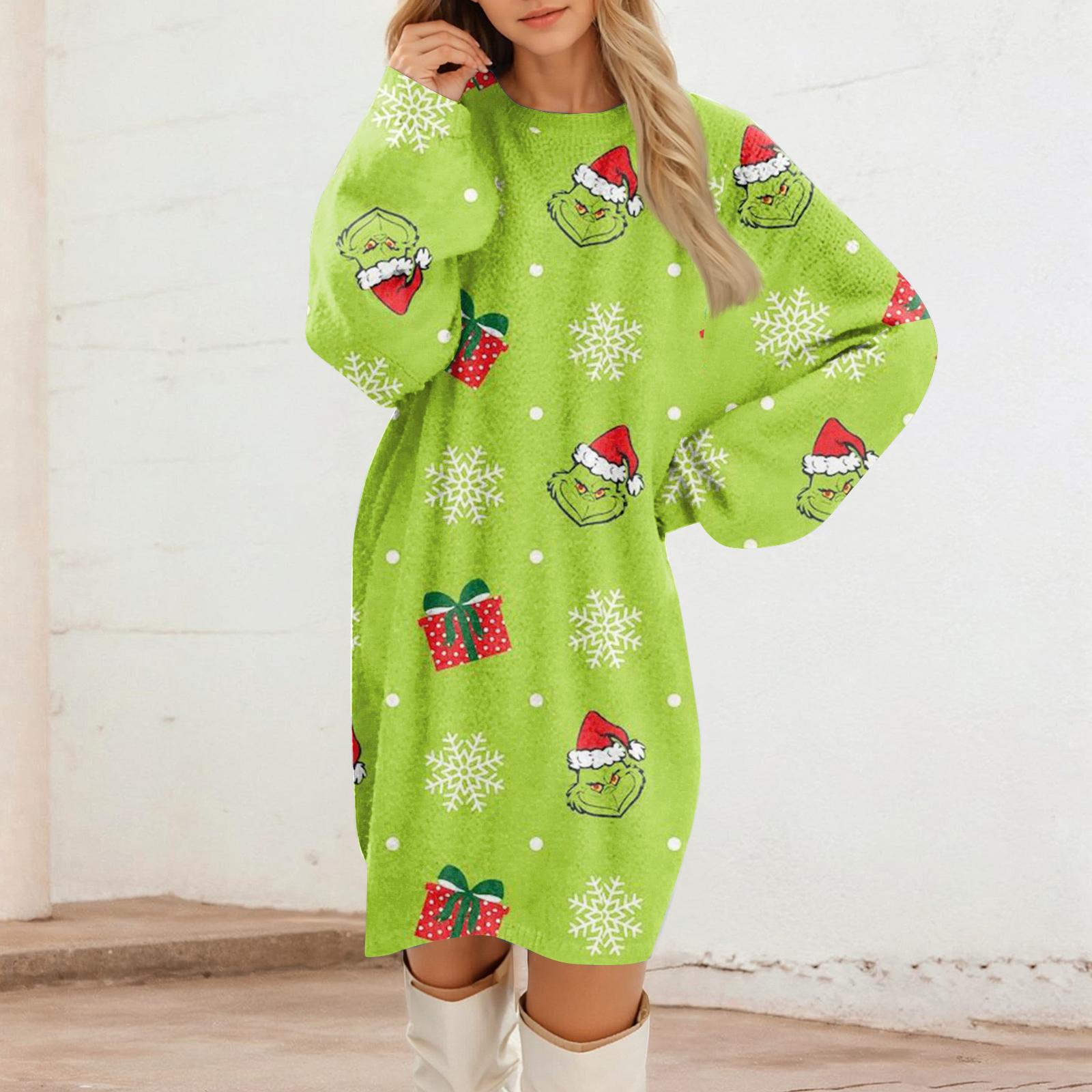 

Женские повседневные плюшевые платья с круглым вырезом и длинным рукавом L зелёный