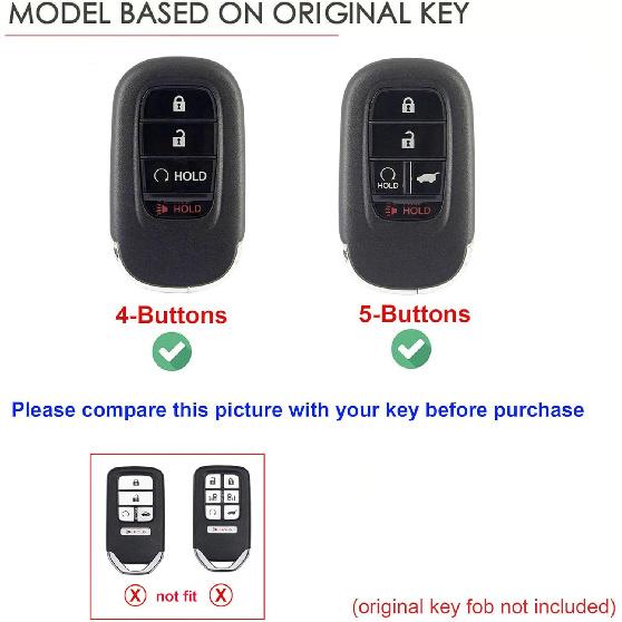 Vintage Leather 5-Button Key Fob Cover Case for Honda Civic Accord CRV HRV Pilot  2024 2025 2026, Handmade Crazy Horse Leather, Black