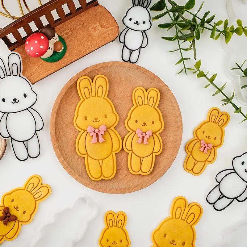 New Easter Themed Biscuit Cutter Mould Cartoon Rabbit Cat Bear Cookie Embossing Stamps Mold Baking Fondant Cake Decorating Tools