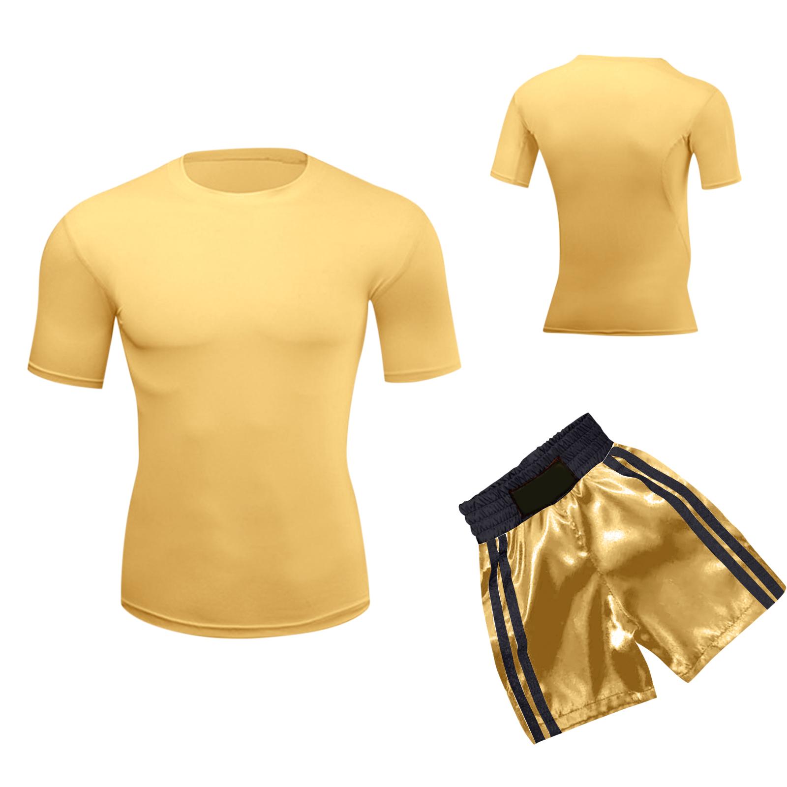 

Персонализированный боксерский костюм на заказ, футболка с коротким рукавом и шорты для мужчин и женщин, подарок на день рождения, костюм на Хэллоуин, настраиваемый узор и имя XXXXL золотой