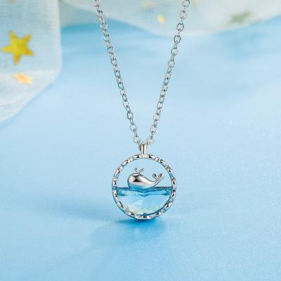 Whale Necklace for Women Niche Design High-end Fantasy Color Blue Ocean Sea Clavicle Chain