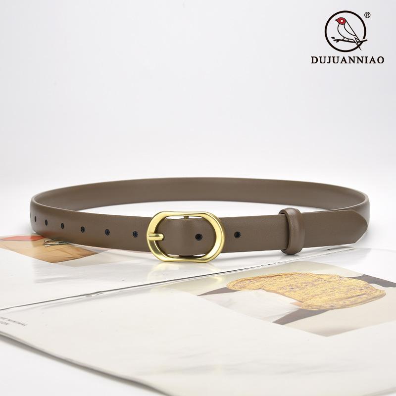 Simple Oval Buckle Pin Buckle Women'S Belt Leather Decorative Suit Skirt Women'S Belt Women