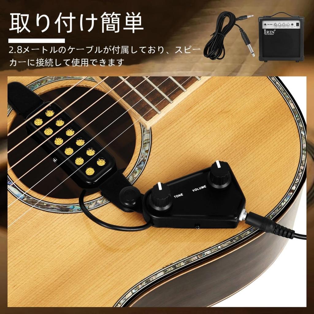 Acoustic Guitar with Tone and Volume Padded Easy Connection Compatible with Acoustic Guitars Pickup, 12-Hole, Controls, Connector, Clip, Operation,