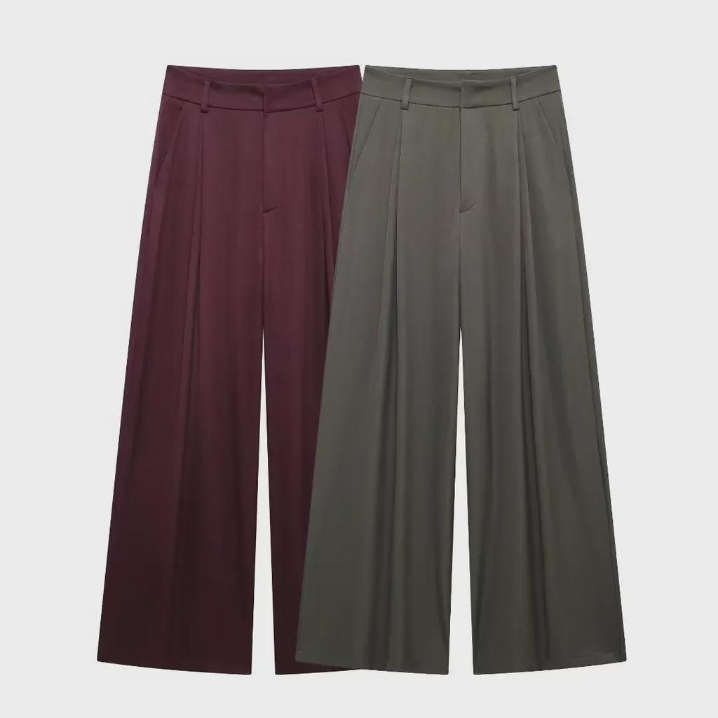 Sleeveless Slim Vest & Wide-Leg Pants Women's Suit