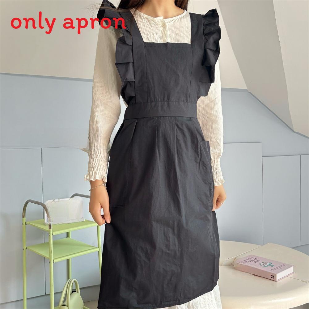 Waterproof Cotton Sleeveless Apron With Floral Edges For Cooking And Art Projects