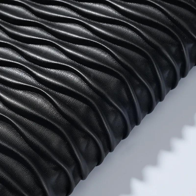 

100x137cm PU Embossed Artificial Leather Fabric Wrinkled Composite Leather Fabric Waterproof Elastic Material for DIY Bag Shoes