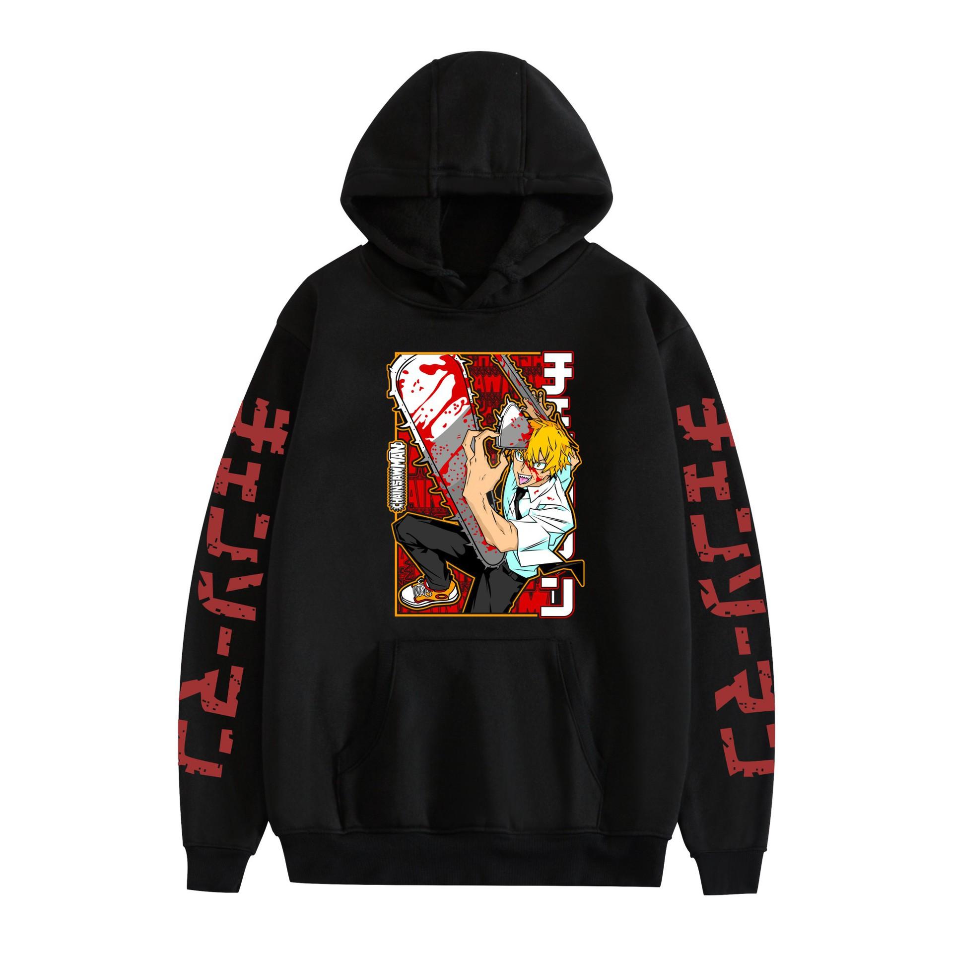 

New Unisex Fashion for Fans of Chainsaw Man Printed Hoodies Sweatshirt Outdoor Sport Cosplay Pullovers Costume XS чёрный