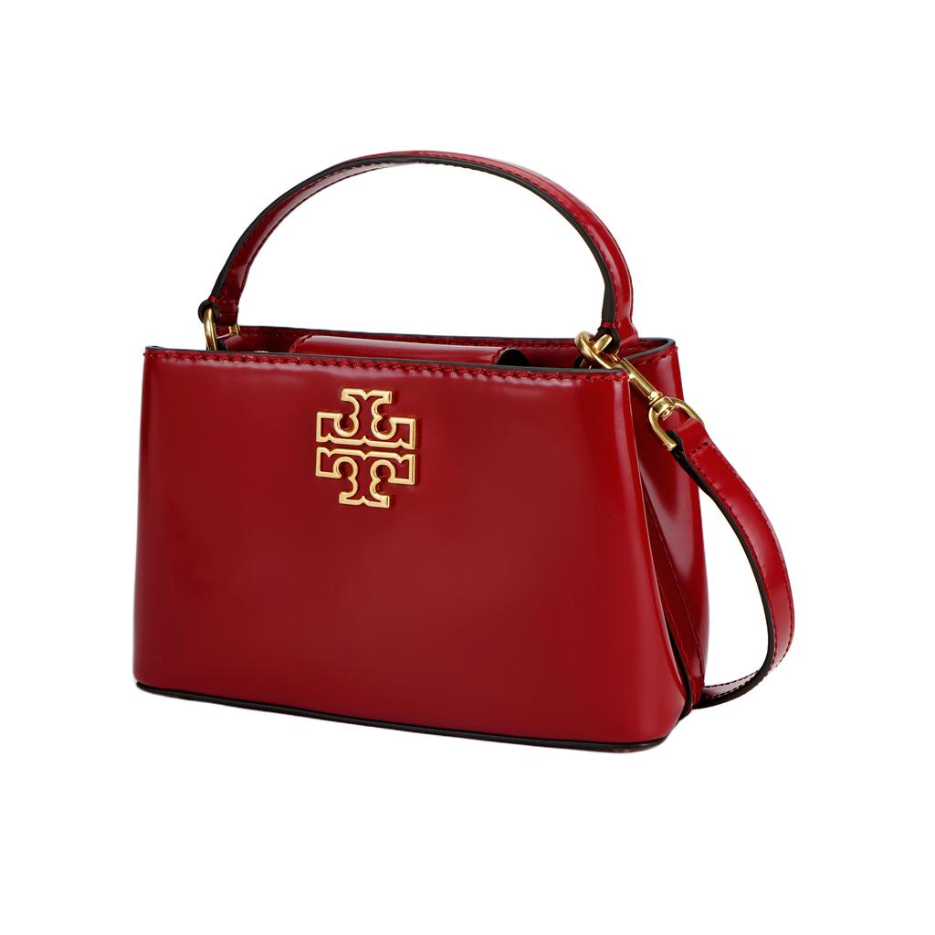Tory Burch Britten Double T Logo Hardware Leather Shoulder Crossbody Bag Small Women Handbags Red 142622-600
