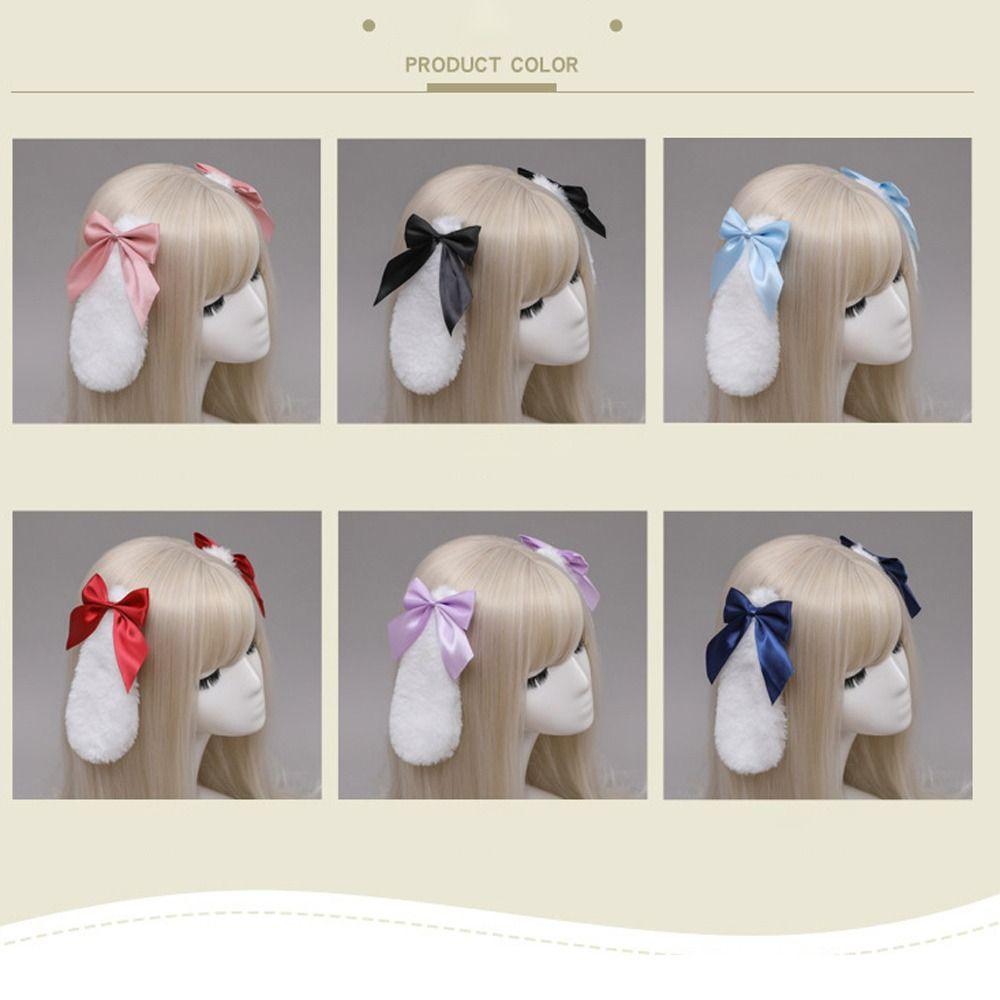 Plush Lolita Hairclips Soft Cosplay Headwear Kawaii Bunny Ears Hairpin  Party Wear