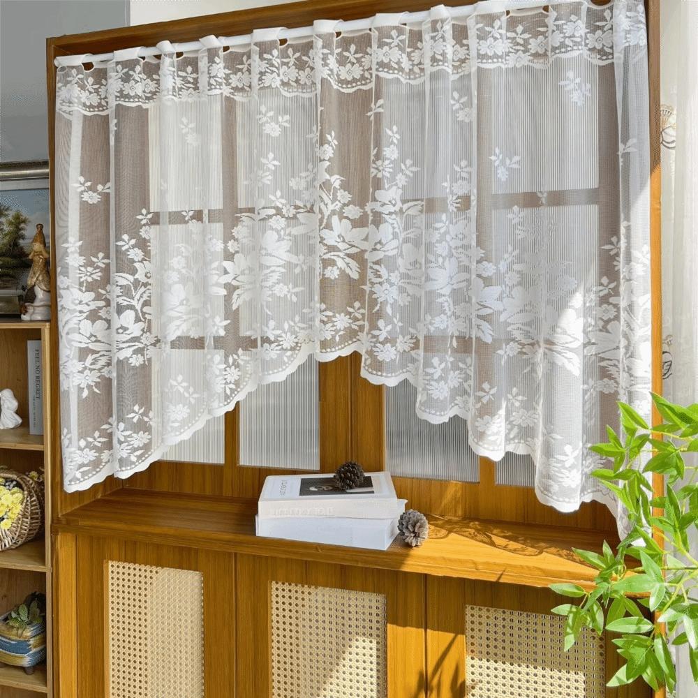 Translucent Window Sheer Curtain Flower Pattern Window Drape  Home Decoration