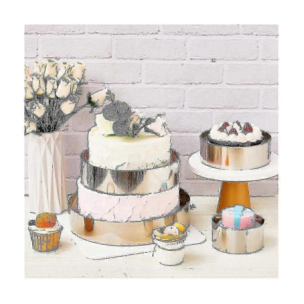 Round Cake Ring Set 4/6/8/10 Inch Biscuit Cutter Circle Cookie Cake Mold Stainless Steel Pastry Rin
