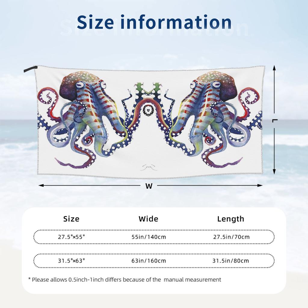 Oktopus Strandtuch Weiche Mikrofaser Schnelltrocknend Saugfähig Schnelle Handtücher Für Pool