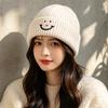 Autumn and Winter New Original Design Smiley Face Embroidery Sweet Knitted Hat Street Shot Sweet Face Small Wool Hat Woman
