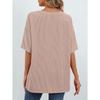 Women's Summer Short Sleeve Patch Pocket Top Oversized Round Neck Textured Casual Basic T-Shirt