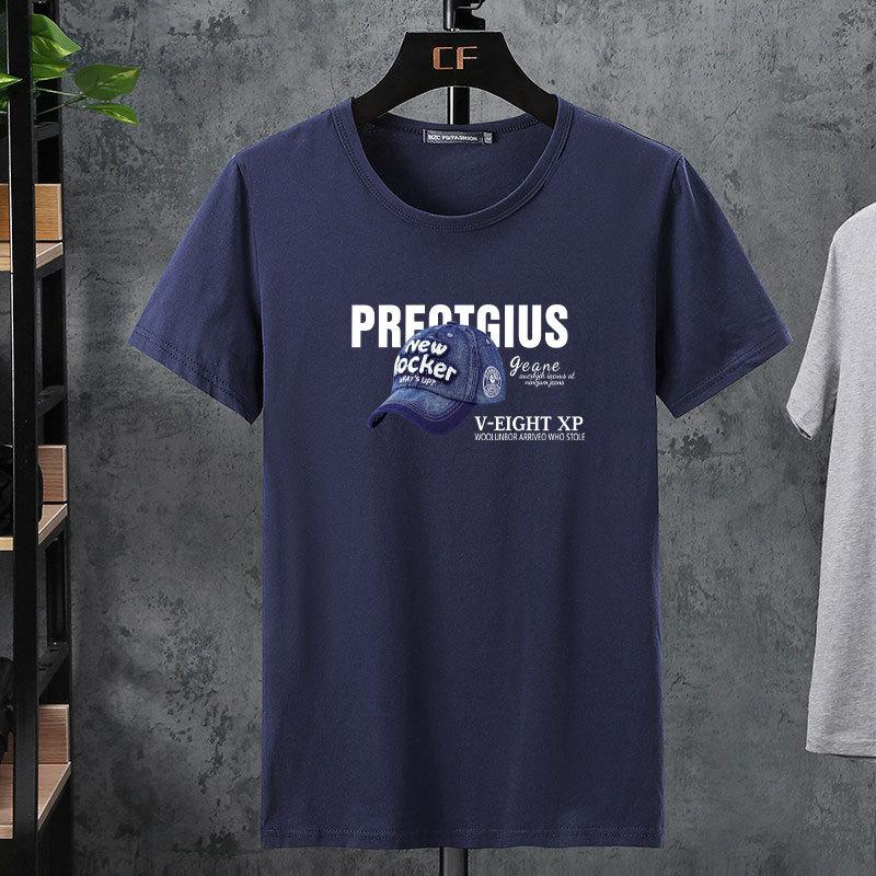 Мужская летняя эластичная мужская хлопковая футболка с короткими рукавами — фото 19