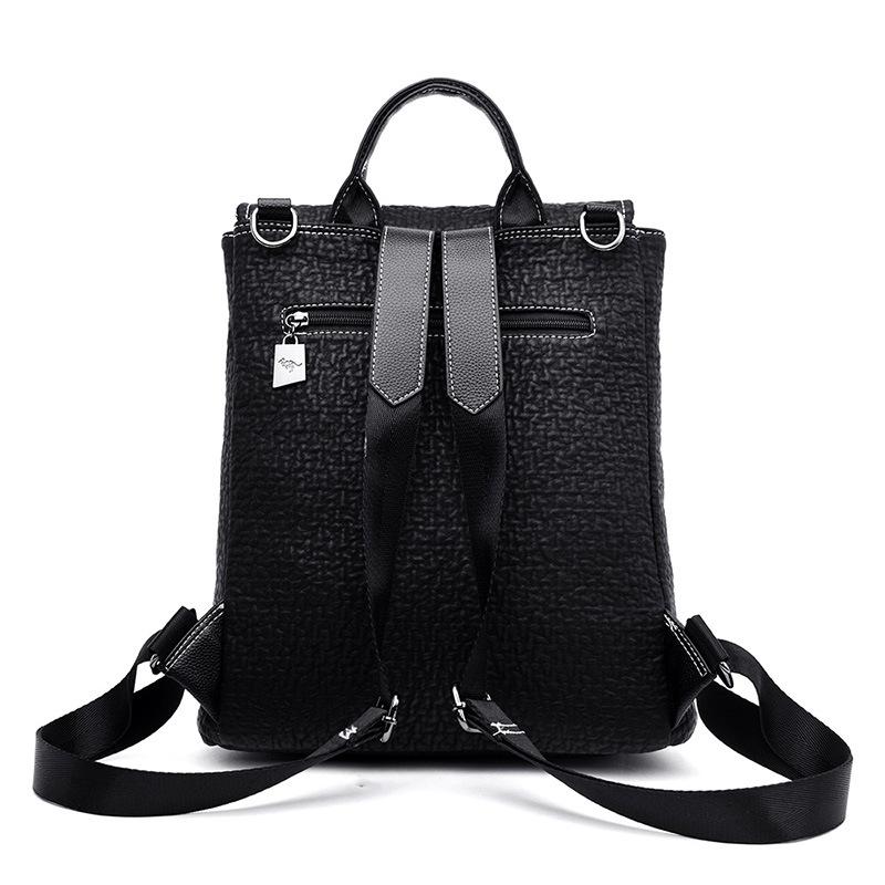 Backpack Fashion Embroidery Thread Dual Purpose Backpack Soft Leather Large Capacity Travel Bag