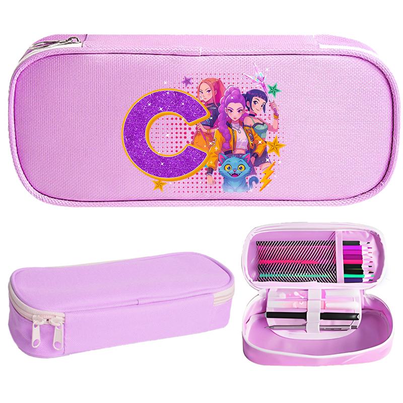 Kpop Demon Hunter Children Pencil Box Cartoon letter Student School Supplies Stationery Kids Penbag Pencilcase Kawaii Boys Gift