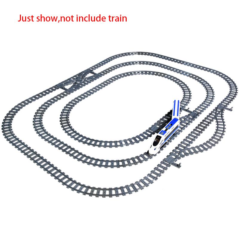 Moc City Train Rail Crossing Tracks Set Stud Gap Triple Switch Bricks Building Blocks Technical Enlighten Toys For Kids