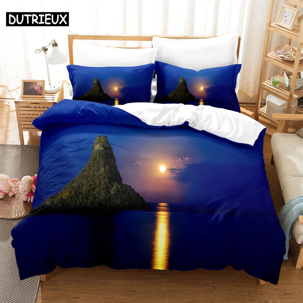 

Alpine Sun 3D Digital Bedding Set,Duvet Cover + Pillowcase,Popular Style 2/3 pcs.(No padding No sheet) queen bedding set (135x200cm)&set