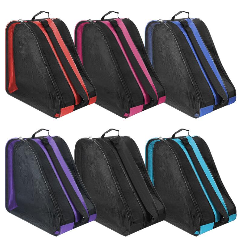 Kids' Three-Layer Triangle Roller Skating Bag - Single Shoulder Backpack for Boys and Girls, Fits Inline and Ice Skates.