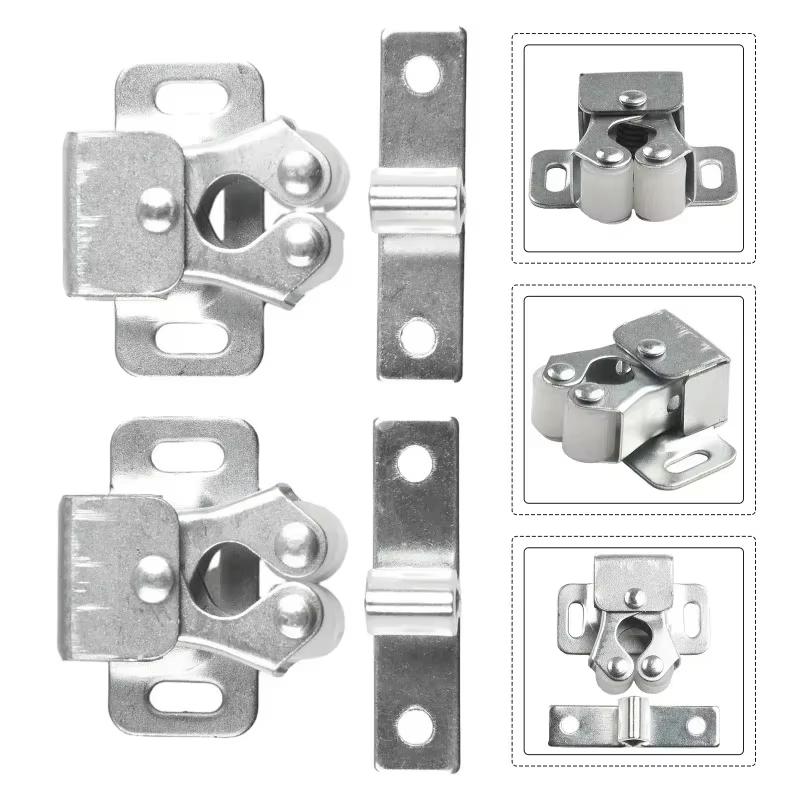 2Pc Press The Home Wardrobe Door Buckle Touch The Bead Magnetic Dual Wheel Spring Fixed Lock Buckle Low Foot Cabinet Door Buckle