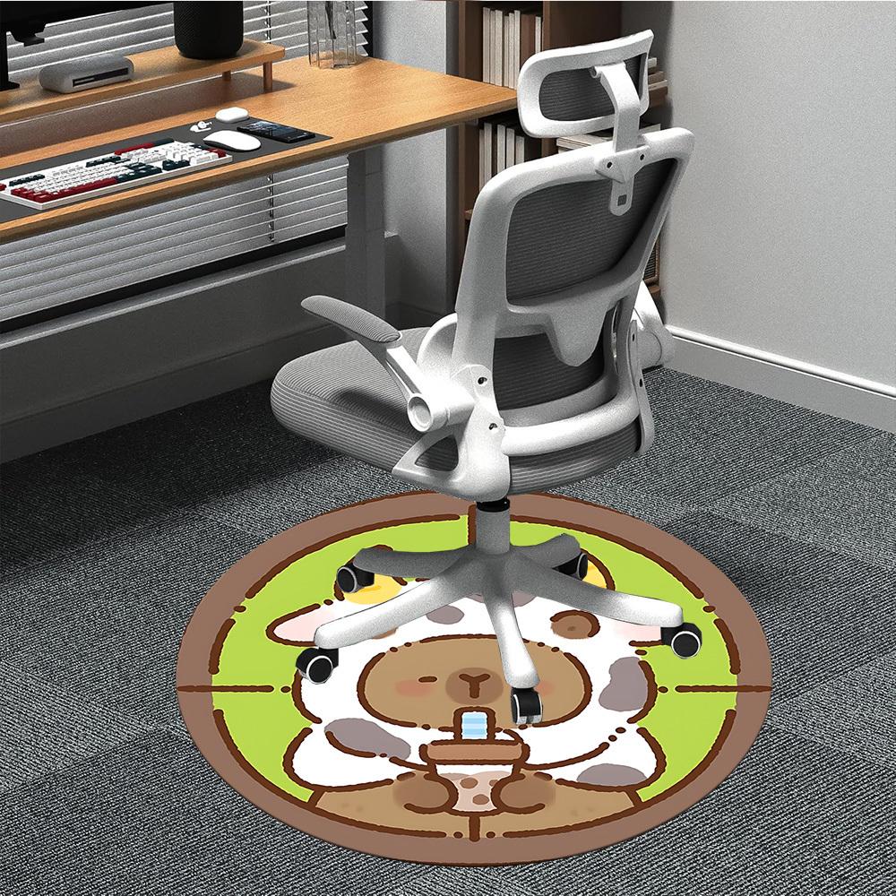 

1pc Cow Capybara Target Chair Carpet for Office, Soft Comfortable Mat For Office, Living Room, Bedroom, Machine Washable Carpet yy251112223 80cm by 80cm