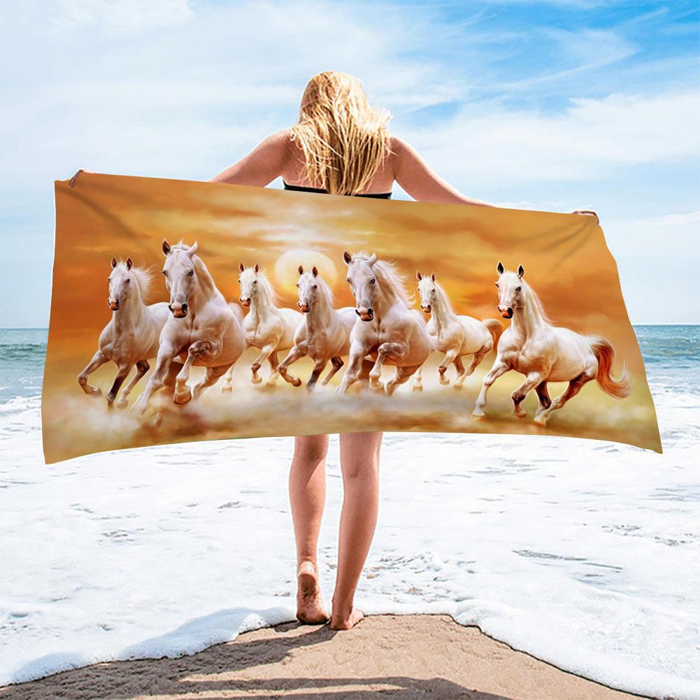 Asciugamano da Spiaggia Cavallo al Galoppo Animale Fresco Estate Microfibra Asciugatura Rapida Asciugamani da Bagno Bambini Adolescenti Viaggio Campeggio Tappetino Sportivo Regali Spa