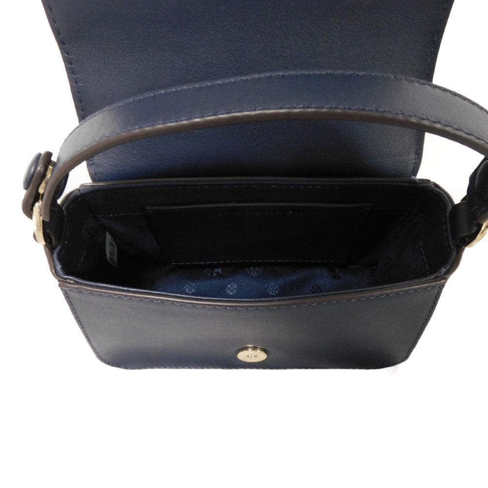 Used Lilium Micro Satchel (10833) 29046 7922 Lily Flower Applique 2-Way Shoulder Bag with T Logo, Navy, Women's from
