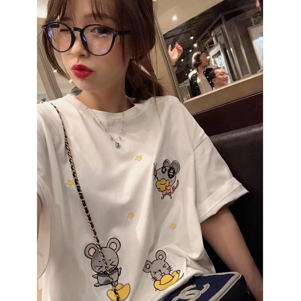 European Heavy Embroidered Cotton Women's Mid-Length White Short-Sleeve T-Shirt for Summer 2025