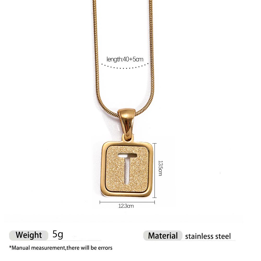 Stainless Steel Electroplated 26-Letter Pendant Necklace with Round Snake Chain