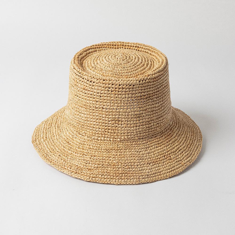 

202302-hh5236A inc dropshipping summer natural raffia small brim ventilation leisure Brief bucket cap men woman fishermen hat head size 57cm