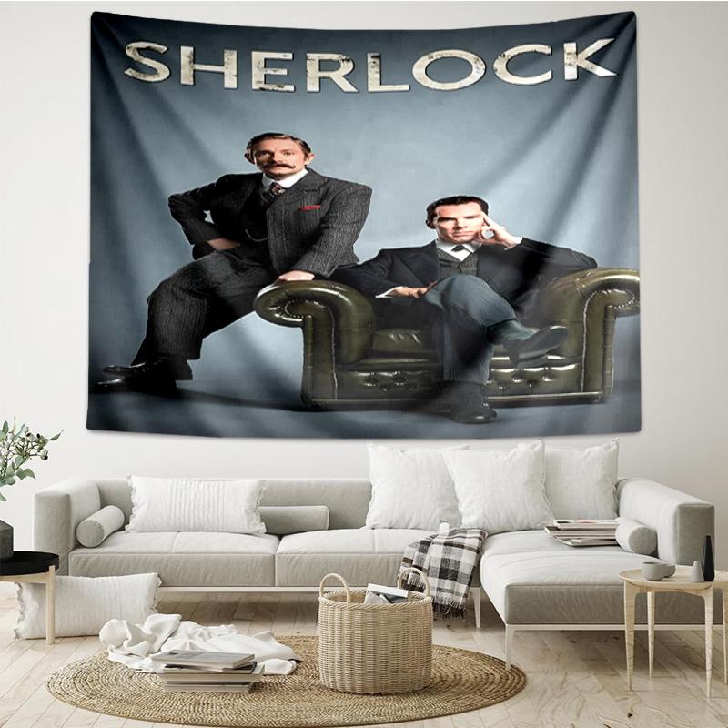 Sherlock Print Tapestry, Backdrop, Easy Setup, Ideal for Bedroom, Office & Living Room, with Aesthetic Wall Hanging Decor.