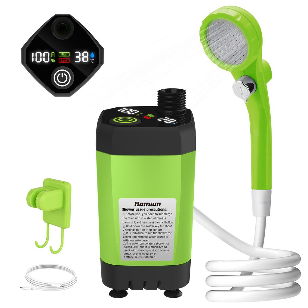 Camping Shower Pump RV Outdoor Shower Kit Camp Shower Intelligent Digital Display Adjustable Shower