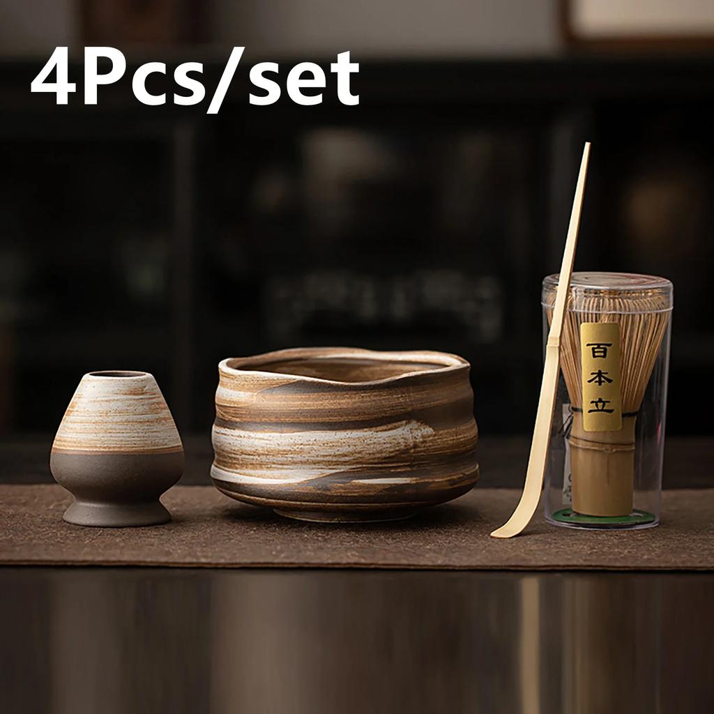 4PCS Japanese Matcha Blender Set Bamboo Whisk Teaspoon Brush Teaspoon Kiln Tea Tool Sets Indoor Drinking tea Brewing