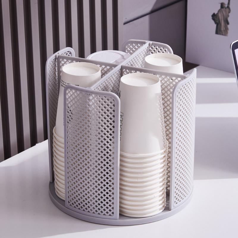 360° Rotation Storage Rack Disposable Cup And Lid Holder Coffee Cup Storage Dispenser Multifunctional Cup Organizers For Kitchen