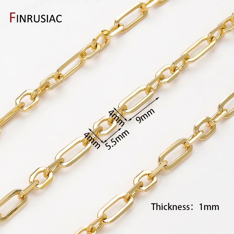 

18K Gold Plated Brass 3:1 O Link Rolo Cable Chains for Jewelry Making Supplies,Punk Chain For DIY Bracelets Necklace Accessories 1 meter