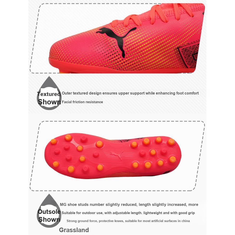 Puma Future 7 Play FG/AG Lightweight Comfortable Low-Top Kids Soccer Shoes Kids sneaker Red Black Yellow 107736-03