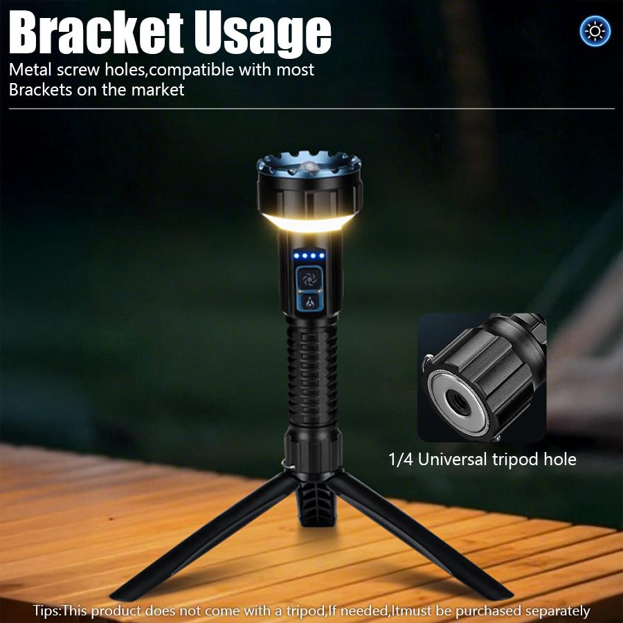 Rechargeable 9-LED High Lumen Tactical Flashlight, 10 Modes Waterproof EDC Flash Light Outdoor Survival Torch for Camping Hiking
