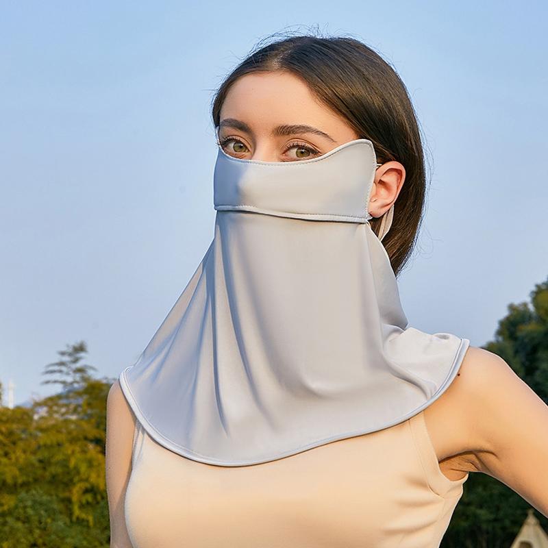 Ice Silk Cycling Bandana Face Cover Half Mask Hang-Ear Ice Silk Neck Gaiter Cool Tube Scarf Sport Running Hiking Hunting