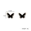 Black Enamel Women's Small Earrings Crystal Side Mini Butterfly Lovely Animal Shape Tiny Stud Earrings for Girls Boucle D'oreill