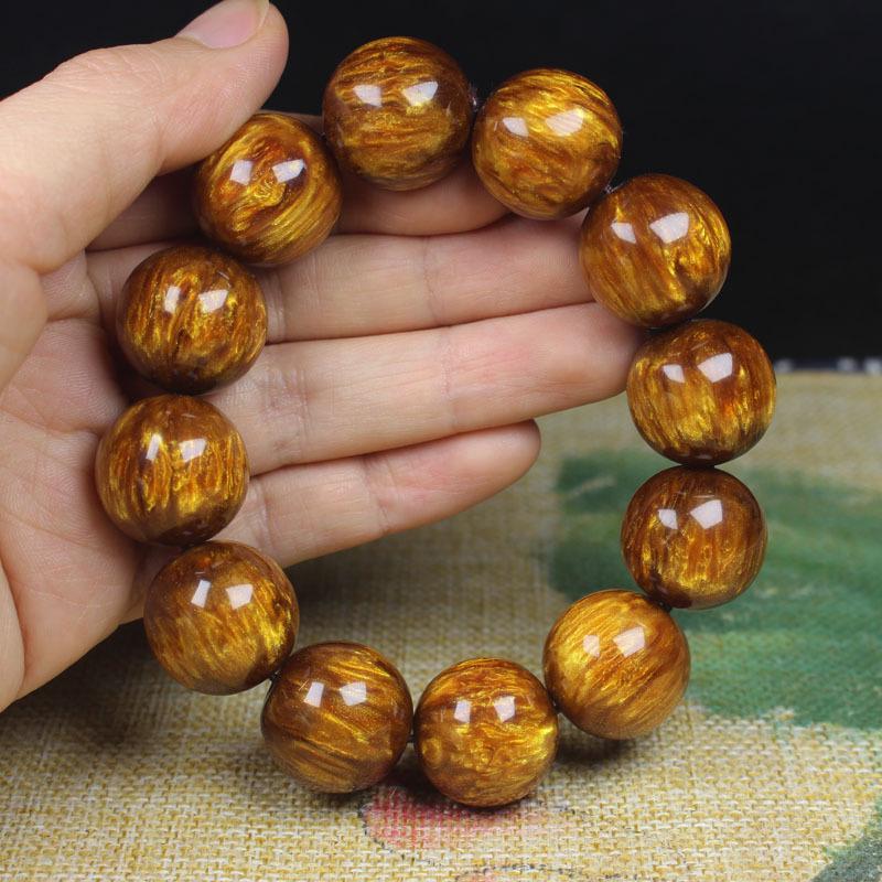 Golden Sea Willow Black Coral Buddhist Beads Bracelet - 108 Beads, Multi-turn, 20mm & 18mm.
