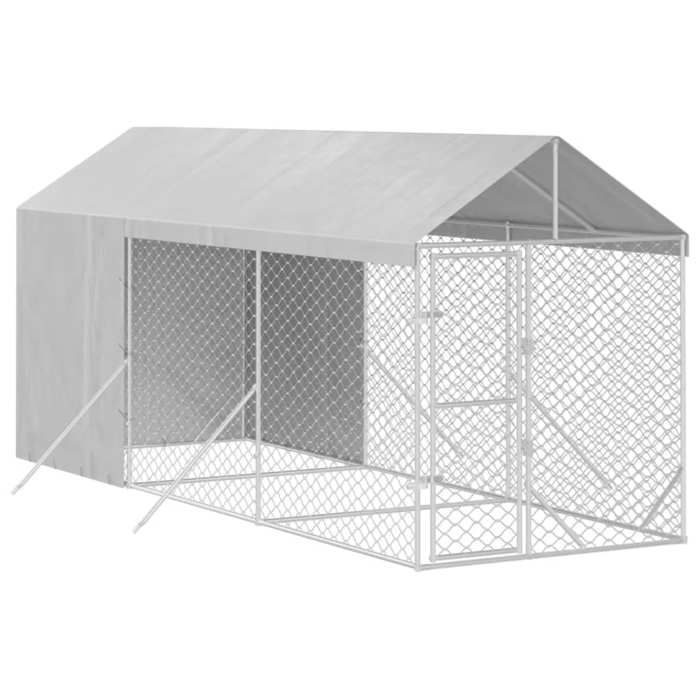 VidaXL Chenil d'extérieur pour chiens avec toit argenté 2x6x2,5 m, chenil pour chiens, cage pour chiens, cage pour animaux 3190491