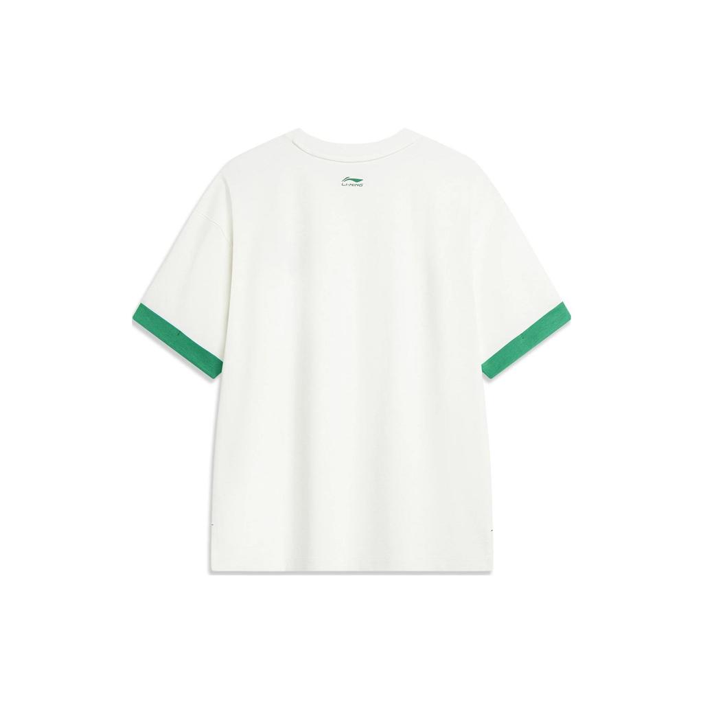 Li Ning Chinese Culture Series Solid Color Pullover Drop Shoulder T-Shirt Women T-Shirt Off-White AHST430-1