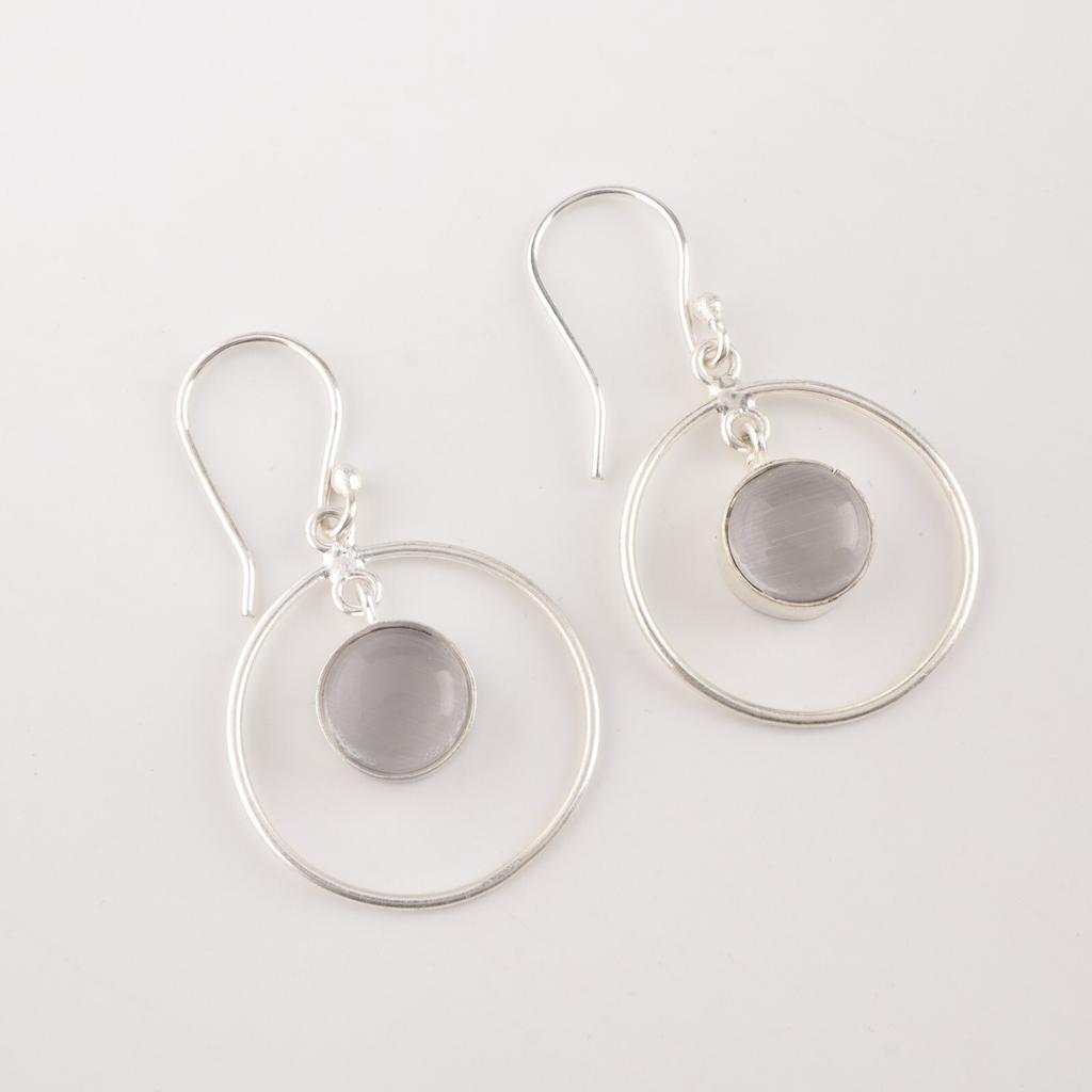 Selenite Gemstone 925 Solid Silver Jewelry Handmade Earrings 1.60" Gift For Her EE-5-50