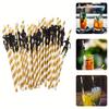 Kraft Paper Straws, Colorful Striped, Perfect For Party Decorations, Desserts, Pastries, Bars, And Drinks. 36 Pieces.