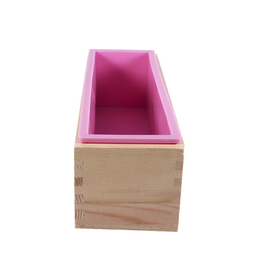 Rectangle Silicone Liner Soap Mould Wooden Box DIY Making Tool Bake Cake Bread Toast Mold