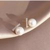S925 Silver Needle Pearl & Diamond Inlaid Stud Earrings - Elegant, Light Luxury Style