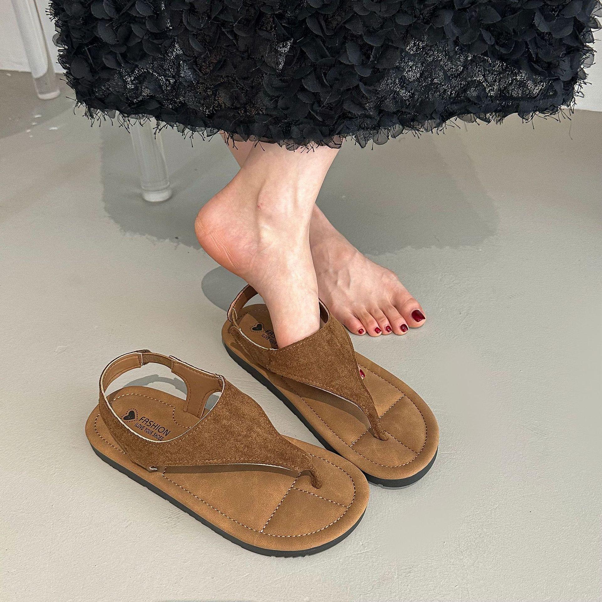 

Beautiful herringbone sandals women s summer wear 2025 new models with skirts with Roman shoes Internet celebrities toe beach shoes 40 коричневый