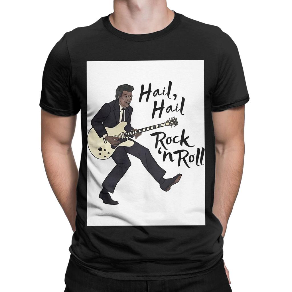 Chuck Berry white Funny 100% Cotton T-Shirt Chuck Berry Tees Tops For Men