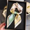 Luxury Designer Flower Print Scarf Women Silk Scarves Square Bandana Hijab Wrap Neckerchief Shawl Kerchief Hair Band Foulard